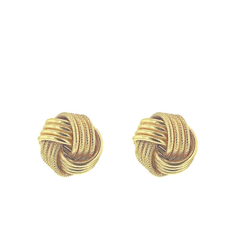 9K Yellow Gold Rope Stud Earrings 375 - Emanessence
