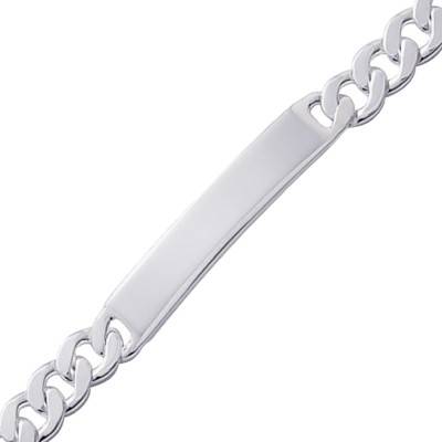 Polished Curb Chain Silver ID Bracelet, Length 17 cm to 22 cm, Width 8 mm - Emanessence