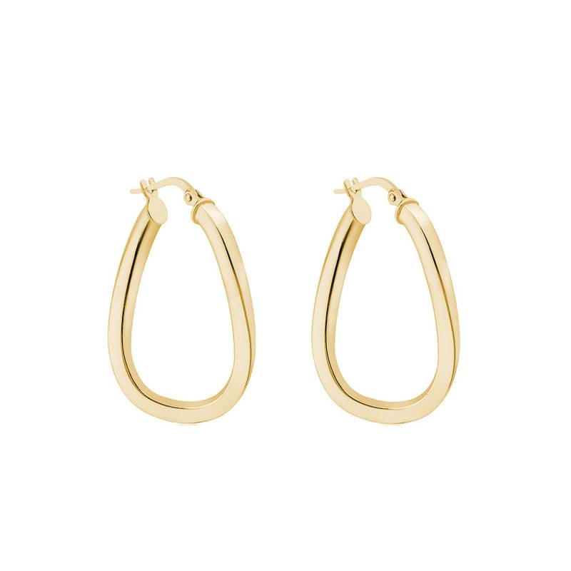 375 Yellow Gold Oval Square Wire Hoop Earrings - Emanessence
