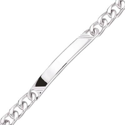 Silver Grooved Curb Chain ID Bracelet, Length 17 cm to 22 cm - Emanessence