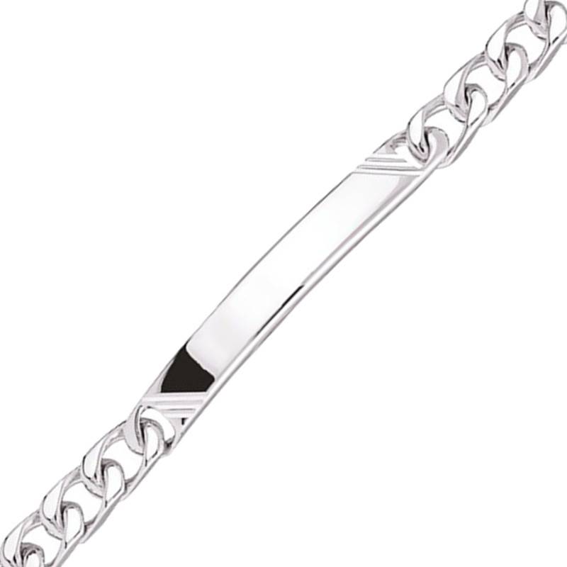 Silver Grooved Curb Chain ID Bracelet, Length 17 cm to 22 cm - Emanessence