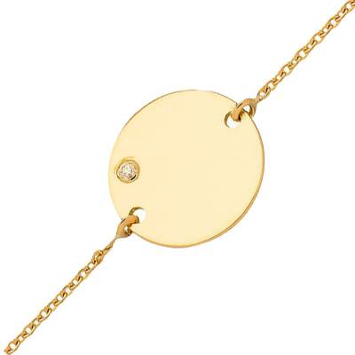 750/1000 Yellow Gold & Diamond Baby ID Bracelet, Adjustable Length 16 cm - Bambins