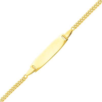 Yellow Gold 375/1000 Baby ID Bracelet with Curb Chain, Barrel Plate, Adjustable 14 cm - Bambins