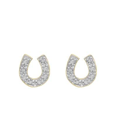 375/1000 Yellow Gold Horseshoe Stud Earrings - Emanessence
