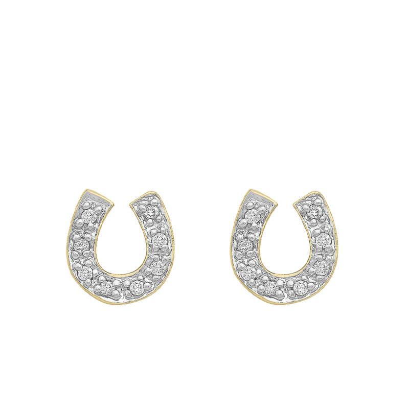 375/1000 Yellow Gold Horseshoe Stud Earrings - Emanessence