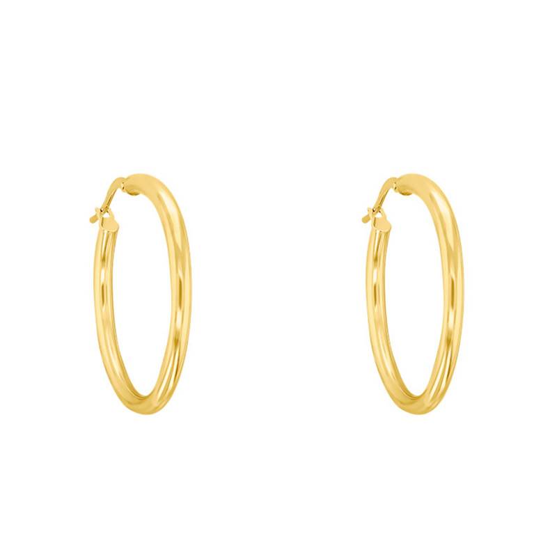 Yellow Gold 750/1000 Round Wire Hoop Earrings, Diameter 25 mm - Emanessence