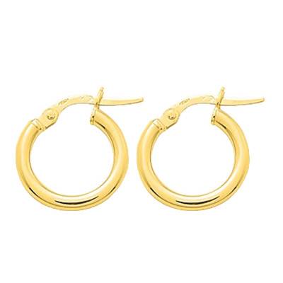 375 Yellow Gold Round Wire Hoop Earrings, 10 mm Diameter - Emanessence