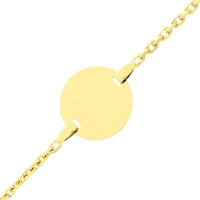 Yellow Gold 375 or 750 Baby ID Bracelet Cable Chain Round, Adjustable Length 14 cm, Width 1.50 mm - Emanessence