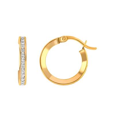 Yellow 375/1000 Gold Hoop Earrings, 16 mm Diameter - Emanessence