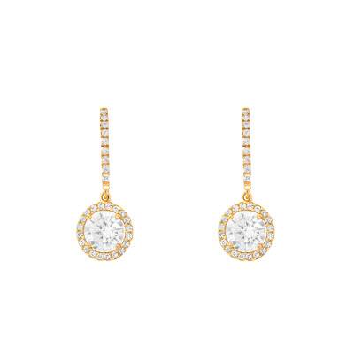 375/1000 Yellow Gold Round Drop Earrings - Emanessence