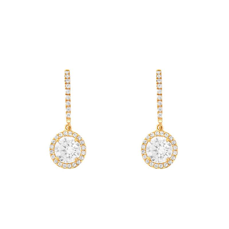 375/1000 Yellow Gold Round Drop Earrings - Emanessence