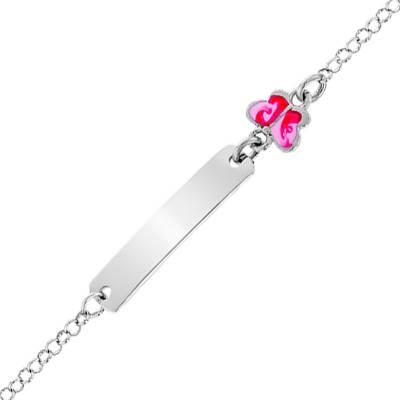 Silver Butterfly ID Bracelet, Adjustable Length 16 cm - Les Petites Lucioles