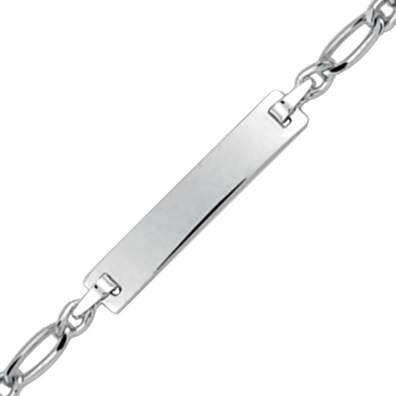 750 White Gold Alternating Link Personalized ID Bracelet, Adjustable Length 16 cm - Lucas Lucor