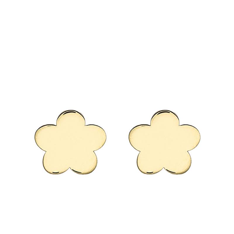 Yellow Gold 375 Flower Stud Earrings - Emanessence
