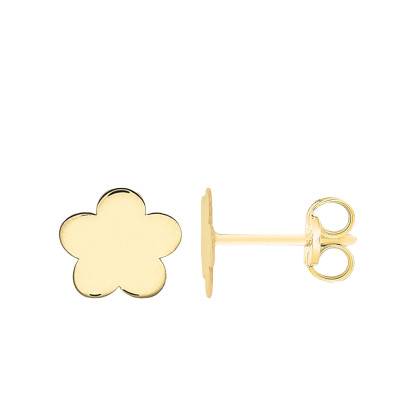 Yellow Gold 375 Flower Stud Earrings - Emanessence