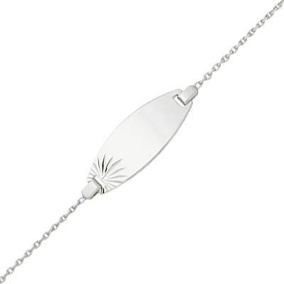 Gourmette Tonneau Etoile Or Blanc 375, Longueur 14 cm réglable - Bambins