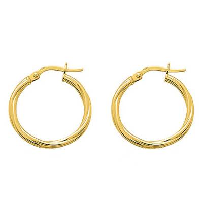 Créoles torsadées plaqué or fil 2 mm, Diamètre 8 mm à 35 mm - Emanessence