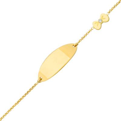 Gourmette Nœud Or Jaune 750, Longueur 13 cm réglable, Largeur 1,50 mm - Bambins