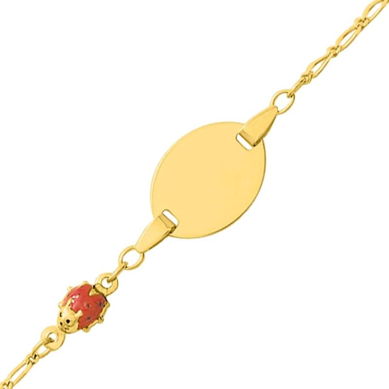 Bambins Adjustable 14 cm 750/1000 Yellow Gold Ladybug Round Plate Baby ID Bracelet - Bambins
