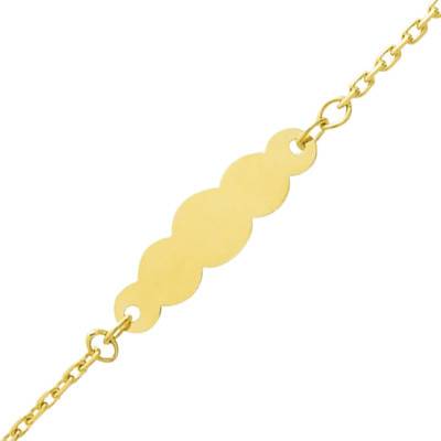 Yellow Gold Cloud Baby ID Bracelet with Adjustable 14 cm Cable Chain - Bambins