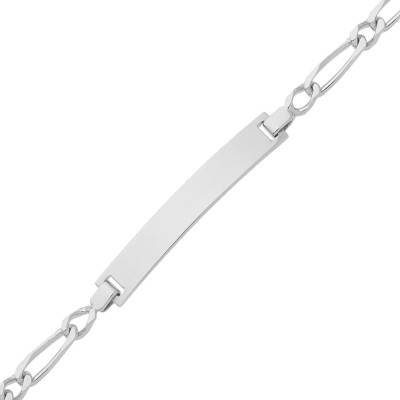 Gourmette Rectangle Maille Cheval Alternée Or Blanc 375, 14 cm - Bambins