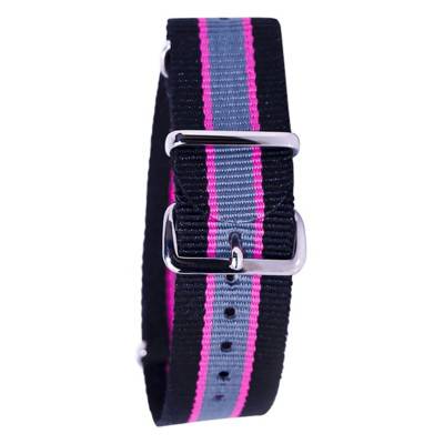 Bracelet Nato Le Golf Noir/Gris/Rose - Bracelet BNO