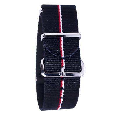 Bracelet Nato Noir/liserets rouge/blanc - Bracelet BNO