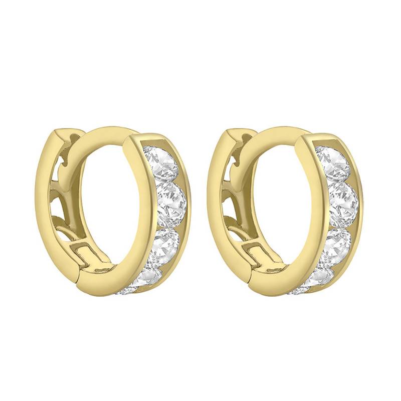 375 Yellow Gold Huggie Earrings, 9 mm Diameter - Emanessence