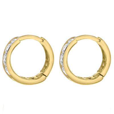 375 Yellow Gold Huggie Earrings, 9 mm Diameter - Emanessence