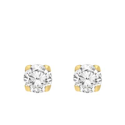 375 Yellow Gold & Zirconium Oxide Stud Earrings - Emanessence