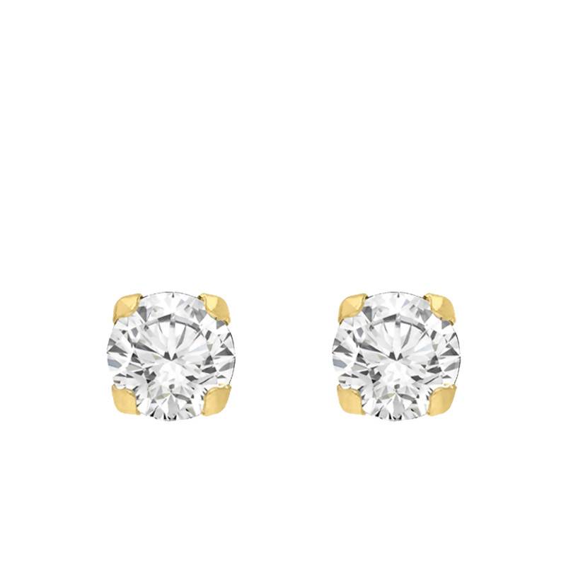 375 Yellow Gold & Zirconium Oxide Stud Earrings - Emanessence