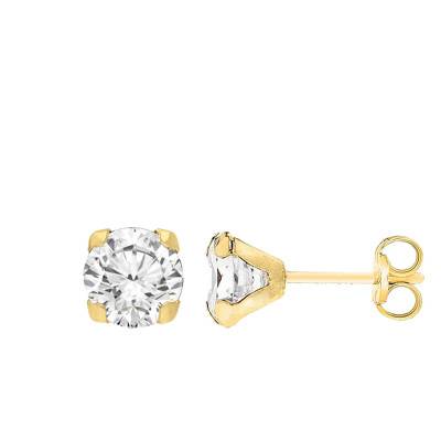 375 Yellow Gold & Zirconium Oxide Stud Earrings - Emanessence