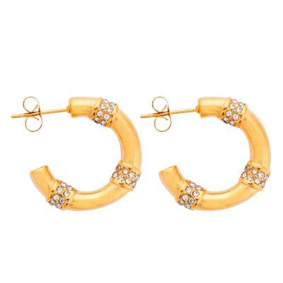 Boucles d'oreilles Opuly en Acier Doré & Zircons Blancs - Hipanema