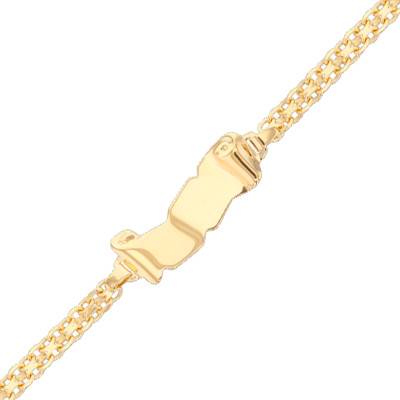 Gourmette Maille Bismark double Parchemin, Or Jaune 750, Longueur 13 cm réglable, Largeur 4,00 mm - Bambins