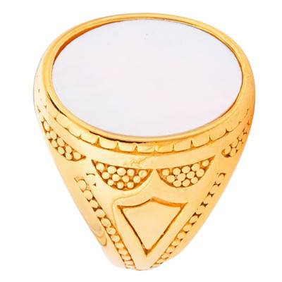 Bague Regalia en Acier Doré & Nacre - Hipanema