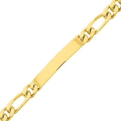 Gourmette identité Maille Cheval Alterné 1-3, Or Jaune 750, 22 cm - Emanessence
