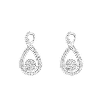 375/1000 White Gold Drop Earrings with Zirconium Oxides - Emanessence