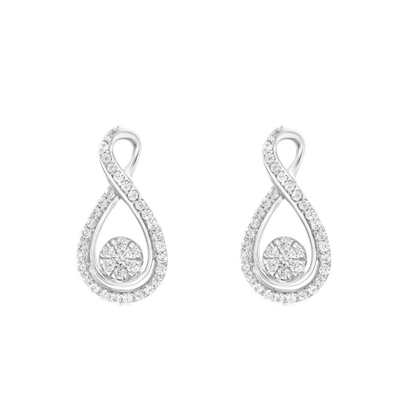 375/1000 White Gold Drop Earrings with Zirconium Oxides - Emanessence