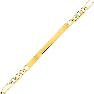 18K Yellow Gold Alternating Oval Link Chain ID Bracelet, 20 cm Length - Emanessence