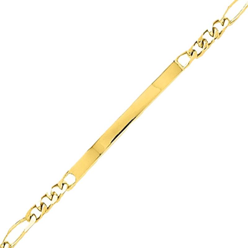 18K Yellow Gold Alternating Oval Link Chain ID Bracelet, 20 cm Length - Emanessence