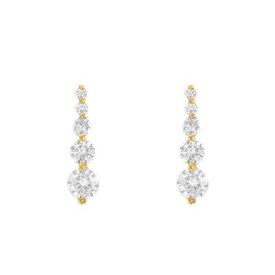 Yellow 375/1000 Gold & Cubic Zirconia Drop Earrings - Emanessence