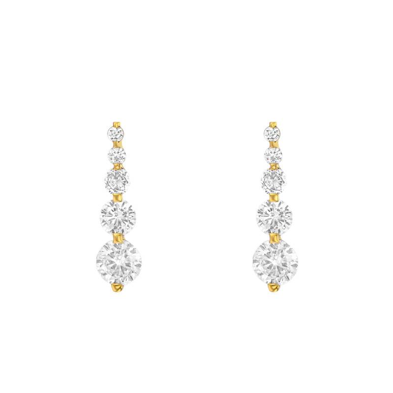 Yellow 375/1000 Gold & Cubic Zirconia Drop Earrings - Emanessence