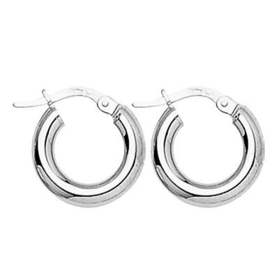 750/1000 White Gold Hoop Earrings, Diameter 8 mm to 15 mm - Emanessence