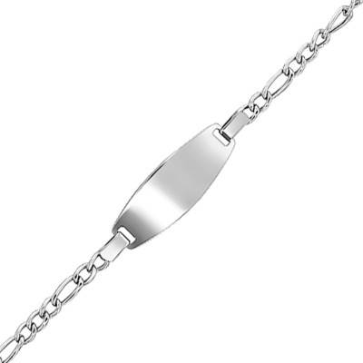 Gourmette bébé maille cheval alternée, Or Blanc 750, Longueur 14 cm - Bambins
