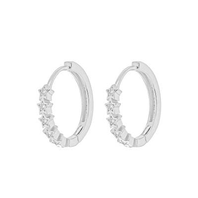 Créoles oxydes de zirconium blanc étoile argent, Diamètre 17 mm - Emanessence
