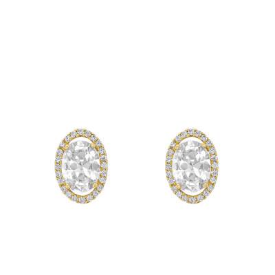 Yellow 375/1000 Gold Oval Stud Earrings - Emanessence