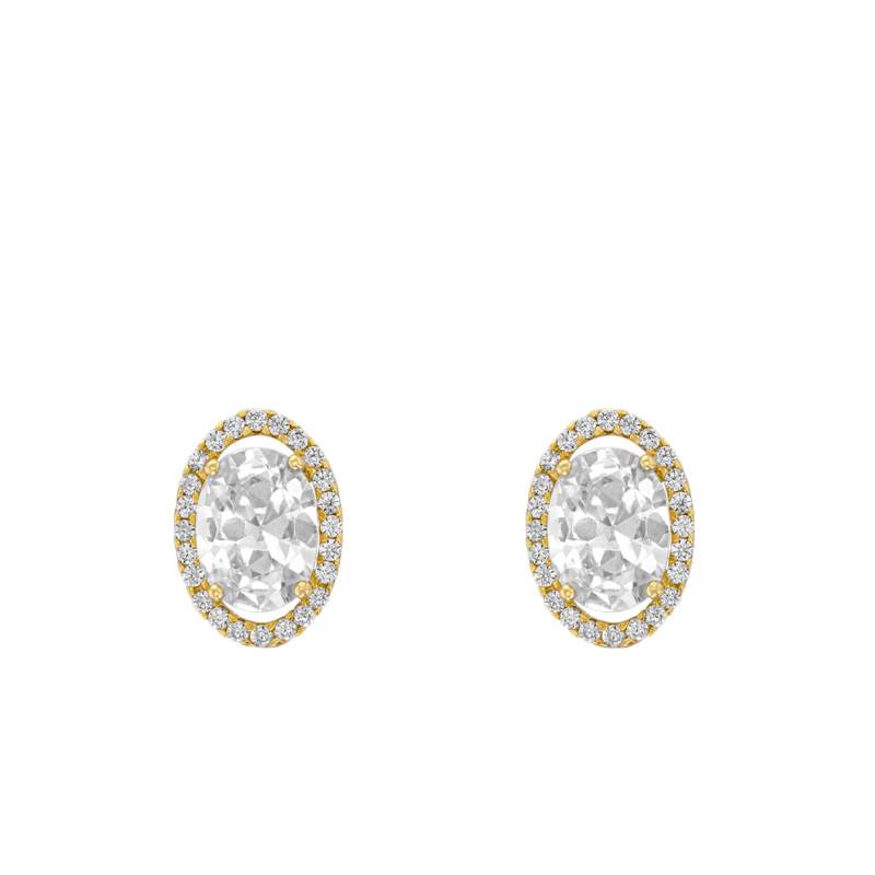 Yellow 375/1000 Gold Oval Stud Earrings - Emanessence