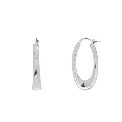 Boucles d'Oreilles Créoles Ovales Argent 925, 29 x 12,70 mm - Emanessence