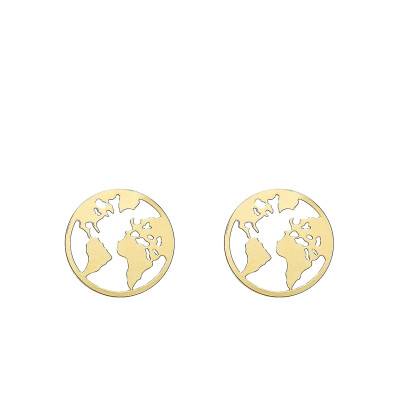 Boucles d'oreilles Carte du Monde en Or Jaune 375 - Emanessence