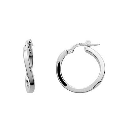 Créoles argent massif vague, Diamètre 15 mm - Emanessence